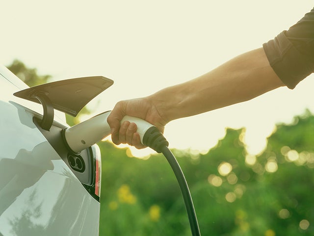 Driver charging an electric vehicle